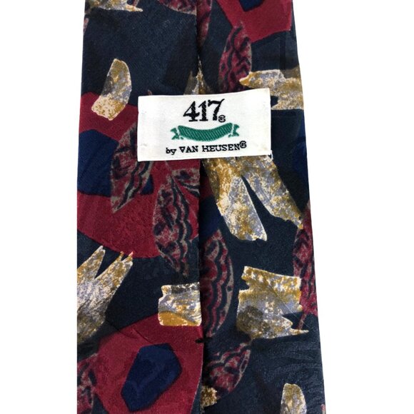 417 by Van Heusen 100% Silk Mens Tie Necktie Multicolor Vintage - Picture 3 of 6